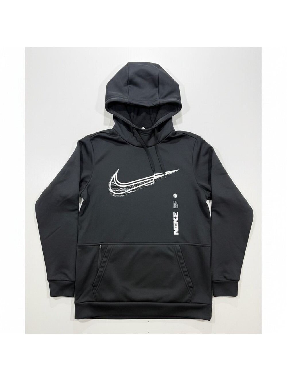 Nike Therma-FIT Hoodie Mens Small Black Graphic Swoosh Pullover Sweatshirt